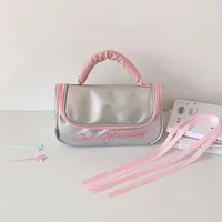 Ins Simple Large Capacity Portable Storage Bag Student High-value Stationery Pencil Case PU Portable Wash Bag Storage Bag sku image 1