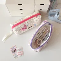Cream Style Quilted Butterfly Pencil Bag Student Sweet Pencil Bag Portable Stationery Storage Bag Cosmetic Storage Bag For Women main image 4