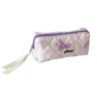 Cream Style Quilted Butterfly Pencil Bag Student Sweet Pencil Bag Portable Stationery Storage Bag Cosmetic Storage Bag For Women main image 5