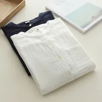Stand-Up Collar Pure Cotton Double-Layer Yarn Shirt Breathable Soft Waxy Double-Layer Cotton Yarn Long-Sleeved Casual Shirt Women's Shirt main image 2