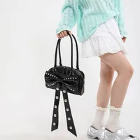 Women's Pu Leather Solid Color Bow Knot Streetwear Square Zipper Shoulder Bag main image 2