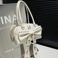 Women's Pu Leather Solid Color Bow Knot Streetwear Square Zipper Shoulder Bag sku image 1