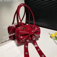 Women's Pu Leather Solid Color Bow Knot Streetwear Square Zipper Shoulder Bag sku image 3