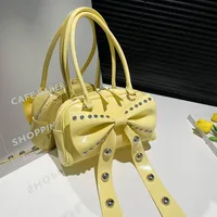 Women's Pu Leather Solid Color Bow Knot Streetwear Square Zipper Shoulder Bag sku image 4