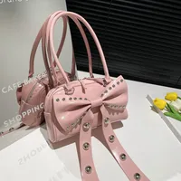 Women's Pu Leather Solid Color Bow Knot Streetwear Square Zipper Shoulder Bag sku image 5