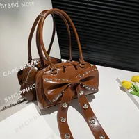 Women's Pu Leather Solid Color Bow Knot Streetwear Square Zipper Shoulder Bag sku image 6