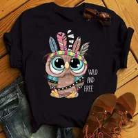 Women's T-shirt Short Sleeve T-Shirts Simple Style Classic Style Printing Owl main image 2