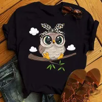 Women's T-shirt Short Sleeve T-Shirts Simple Style Classic Style Printing Owl main image 3