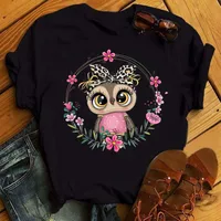 Women's T-shirt Short Sleeve T-Shirts Simple Style Classic Style Printing Owl main image 4