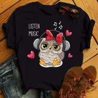 Women's T-shirt Short Sleeve T-Shirts Simple Style Classic Style Printing Owl main image 5