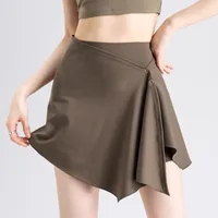 Two-Piece Short Skirt High Waist Hip Lifting Naked Yoga Pants Shorts Fart Curtain Outer Wear Running Pants Breathable Fitness Summer main image 1