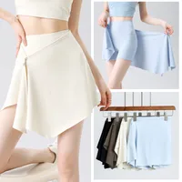 Two-Piece Short Skirt High Waist Hip Lifting Naked Yoga Pants Shorts Fart Curtain Outer Wear Running Pants Breathable Fitness Summer main image 2
