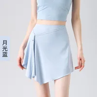 Two-Piece Short Skirt High Waist Hip Lifting Naked Yoga Pants Shorts Fart Curtain Outer Wear Running Pants Breathable Fitness Summer sku image 1
