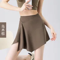 Two-Piece Short Skirt High Waist Hip Lifting Naked Yoga Pants Shorts Fart Curtain Outer Wear Running Pants Breathable Fitness Summer sku image 14