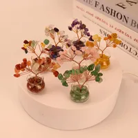 Natural Yellow Purple Pink Crystal Crystal Gravel Money Tree Hand-Woven Car Mini Crystal Tree Small Ornaments H21 main image 1
