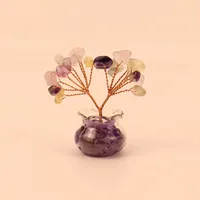 Natural Yellow Purple Pink Crystal Crystal Gravel Money Tree Hand-Woven Car Mini Crystal Tree Small Ornaments H21 main image 3
