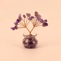 Natural Yellow Purple Pink Crystal Crystal Gravel Money Tree Hand-Woven Car Mini Crystal Tree Small Ornaments H21 main image 4