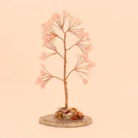 Purple Pink Citrine Gravel Money Tree Hand-Woven Agate Piece Base Home Desktop Crystal Tree Ornaments H10 main image 5