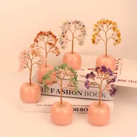 Natural Colorful Gravel Crystal Tree Ornaments Ceramic Apple Base Office Desk Amethyst Money Tree H15 main image 1