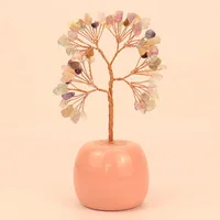Natural Colorful Gravel Crystal Tree Ornaments Ceramic Apple Base Office Desk Amethyst Money Tree H15 main image 2