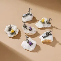 Natural Agate Alloy Silver Miner Ornaments Crystal Raw Stone Crystal Crafts Handmade Home Decoration main image 1