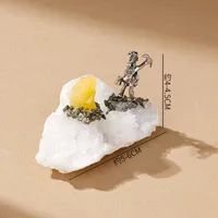 Natural Agate Alloy Silver Miner Ornaments Crystal Raw Stone Crystal Crafts Handmade Home Decoration main image 2