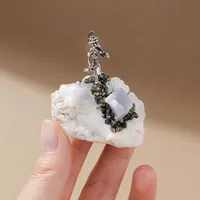Natural Agate Alloy Silver Miner Ornaments Crystal Raw Stone Crystal Crafts Handmade Home Decoration main image 3