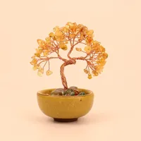 Natural Citrine Fortune Tree Tea Cup Treasure Bowl Crystal Money Tree Desktop Decoration Crystal Tree Ornament H14 main image 4