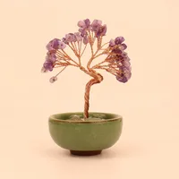 Natural Citrine Fortune Tree Tea Cup Treasure Bowl Crystal Money Tree Desktop Decoration Crystal Tree Ornament H14 main image 5