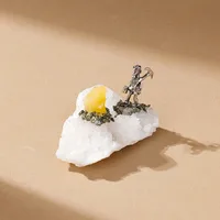 Natural Agate Alloy Silver Miner Ornaments Crystal Raw Stone Crystal Crafts Handmade Home Decoration sku image 1