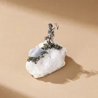 Natural Agate Alloy Silver Miner Ornaments Crystal Raw Stone Crystal Crafts Handmade Home Decoration sku image 2