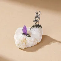 Natural Agate Alloy Silver Miner Ornaments Crystal Raw Stone Crystal Crafts Handmade Home Decoration sku image 3