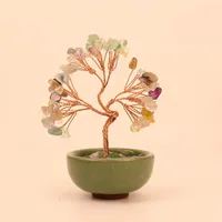 Natural Citrine Fortune Tree Tea Cup Treasure Bowl Crystal Money Tree Desktop Decoration Crystal Tree Ornament H14 sku image 6
