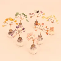 Natural Yellow Purple Pink Crystal Crystal Gravel Money Tree Hand-Woven Car Mini Crystal Tree Small Ornaments H22 main image 2