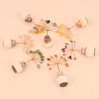 Natural Yellow Purple Pink Crystal Crystal Gravel Money Tree Hand-Woven Car Mini Crystal Tree Small Ornaments H22 main image 3