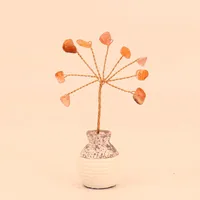 Natural Yellow Purple Pink Crystal Crystal Gravel Money Tree Hand-Woven Car Mini Crystal Tree Small Ornaments H22 sku image 5