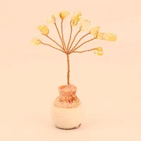 Natural Yellow Purple Pink Crystal Crystal Gravel Money Tree Hand-Woven Car Mini Crystal Tree Small Ornaments H22 sku image 4
