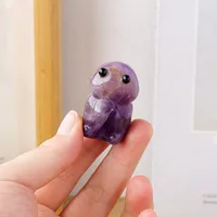 Natural Crystal Mushroom Elf Ornaments Amethyst Carving Frog Monster Crafts Micro Landscape Decoration sku image 9