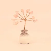 Natural Yellow Purple Pink Crystal Crystal Gravel Money Tree Hand-Woven Car Mini Crystal Tree Small Ornaments H22 sku image 1
