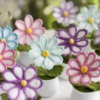 New Handmade Knitted Sunflower Finished Wool Plant Potted Home Simulation Ornaments Decorative Gifts Stall main image 3