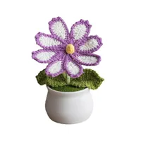 New Handmade Knitted Sunflower Finished Wool Plant Potted Home Simulation Ornaments Decorative Gifts Stall main image 5