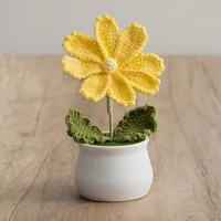 New Handmade Knitted Sunflower Finished Wool Plant Potted Home Simulation Ornaments Decorative Gifts Stall sku image 9