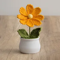 New Handmade Knitted Sunflower Finished Wool Plant Potted Home Simulation Ornaments Decorative Gifts Stall sku image 15