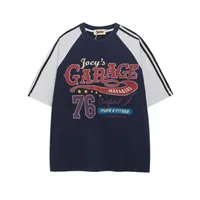 Jiayiku Fashion Brand  Summer T-shirt New American Retro Couple T-shirt Loose Raglan Sleeve Color-matching Short Sleeve Men sku image 3