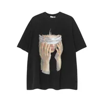 Jiayiku  Summer Couple T-shirt Plus Size American Retro Trendy Brand Oil Painting Style Washed T-shirt Short Sleeve Men's Loose main image 1