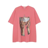 Jiayiku  Summer Couple T-shirt Plus Size American Retro Trendy Brand Oil Painting Style Washed T-shirt Short Sleeve Men's Loose main image 2