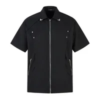 Jiayiku Men's  Summer Short-Sleeve Shirt New Style Cleanfit Niche Design Zipper Shirt Handsome sku image 5