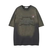 Jiayiku Men's Summer Short-Sleeved T-Shirt Pure Cotton American Hip-Hop Trendy Brand Retro Washed Cotton Embroidered T-Shirt Short-Sleeved main image 1