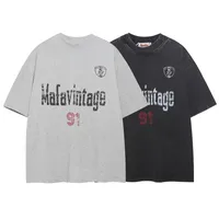 Jiayiku  Summer T-shirt New American Retro Trendy Brand Heavy Washing Old Cotton T-shirt Short Sleeve For Men And Women main image 5