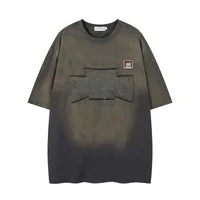Jiayiku Men's Summer Short-Sleeved T-Shirt Pure Cotton American Hip-Hop Trendy Brand Retro Washed Cotton Embroidered T-Shirt Short-Sleeved sku image 3